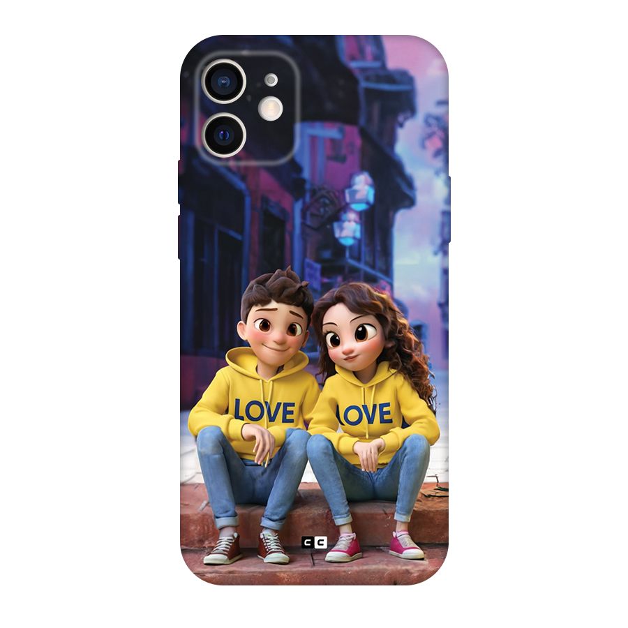 Cute Couple Sitting Back Case for iPhone 12