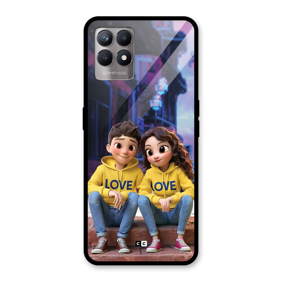 Cute Couple Sitting Glass Back Case for Realme Narzo 50