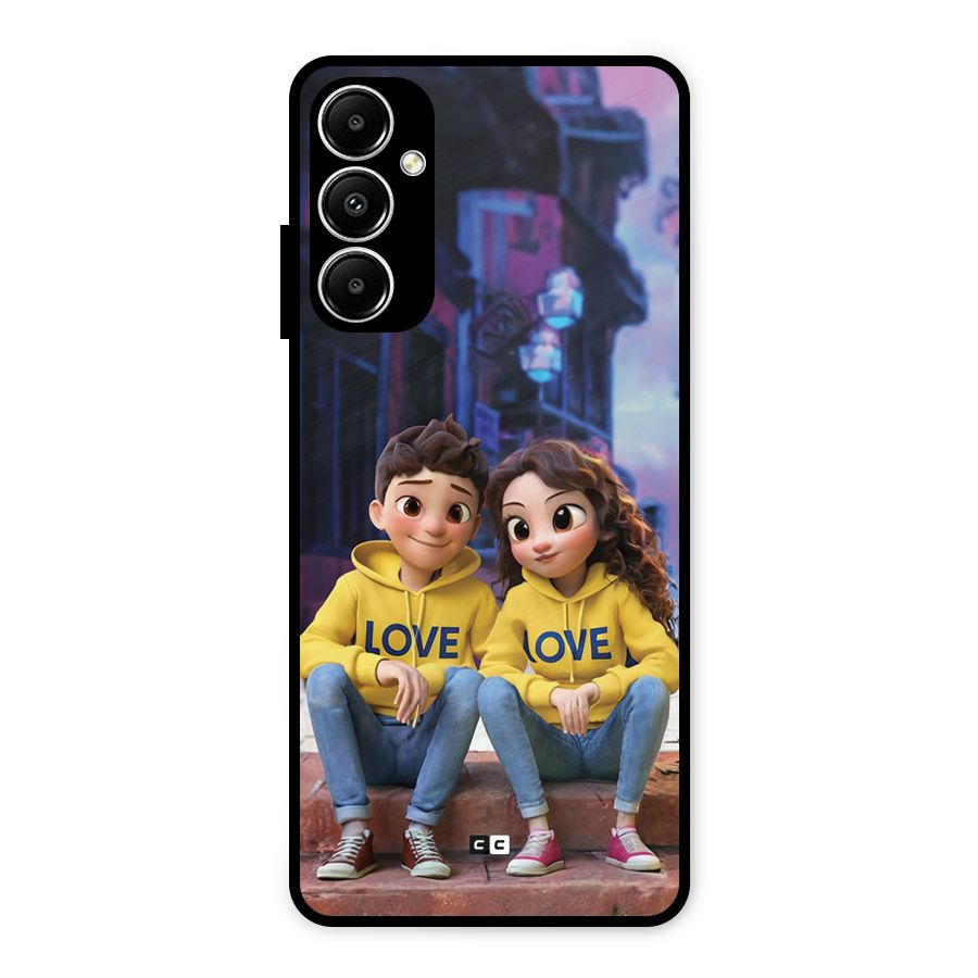 Cute Couple Sitting Metal Back Case for Galaxy A05s