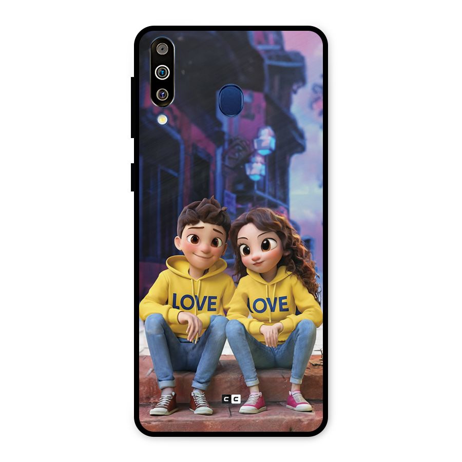 Cute Couple Sitting Metal Back Case for Galaxy M30