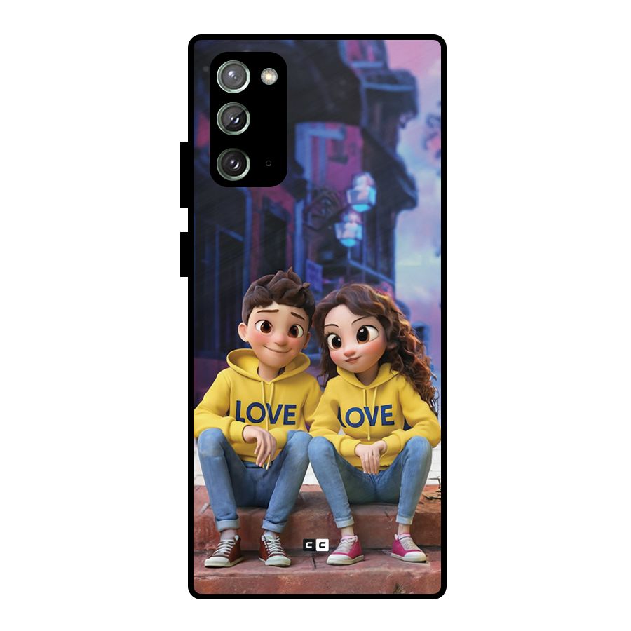 Cute Couple Sitting Metal Back Case for Galaxy Note 20