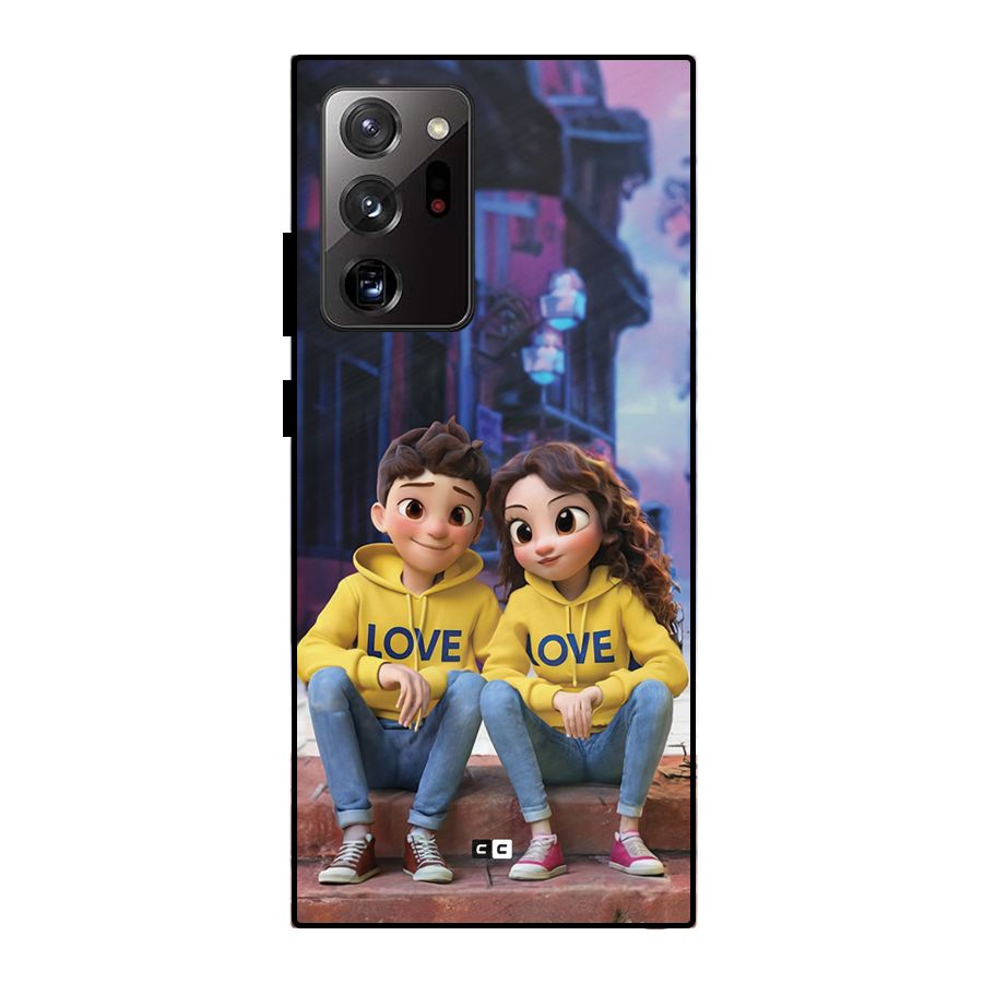 Cute Couple Sitting Metal Back Case for Galaxy Note 20 Ultra