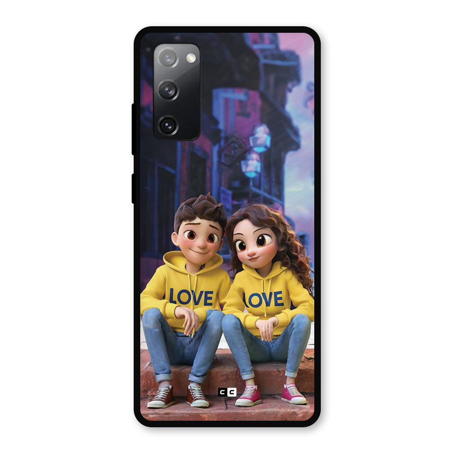 Cute Couple Sitting Metal Back Case for Galaxy S20 FE