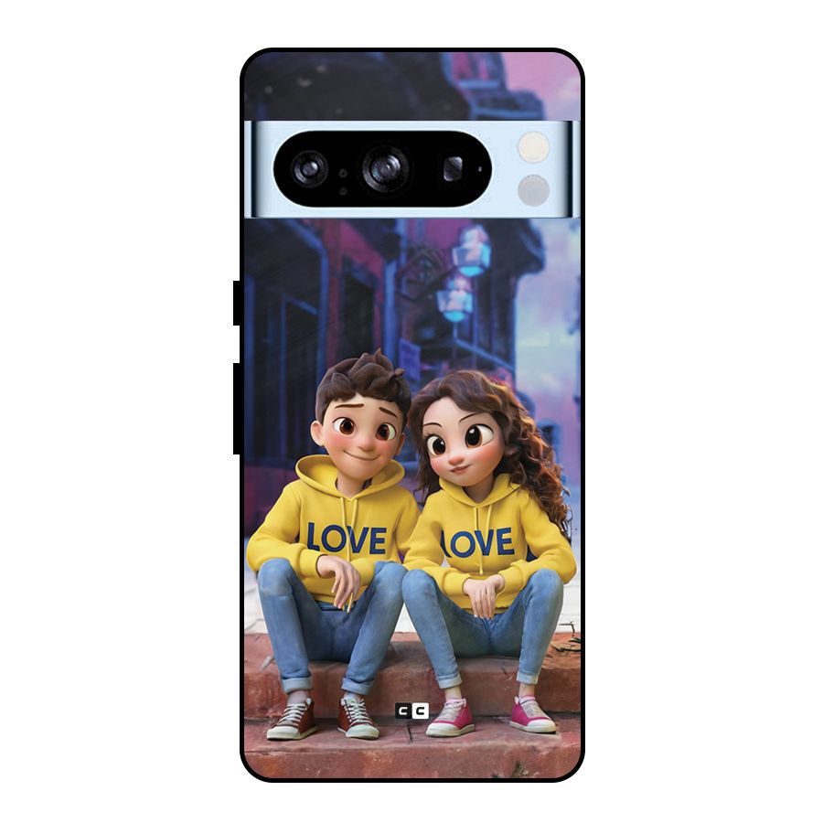 Cute Couple Sitting Metal Back Case for Google Pixel 8 Pro