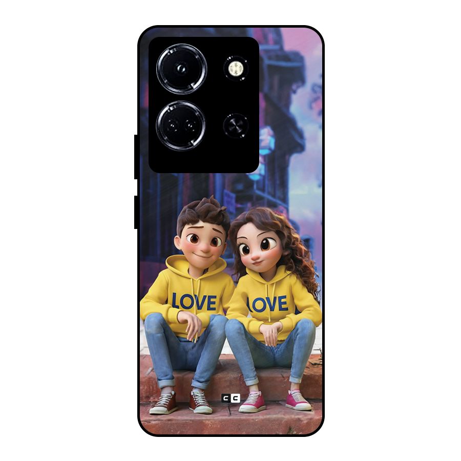 Cute Couple Sitting Metal Back Case for Infinix Note 30 5G