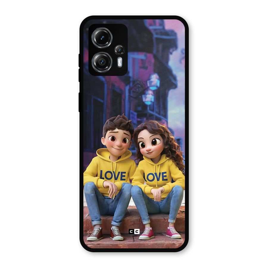 Cute Couple Sitting Metal Back Case for Moto G13