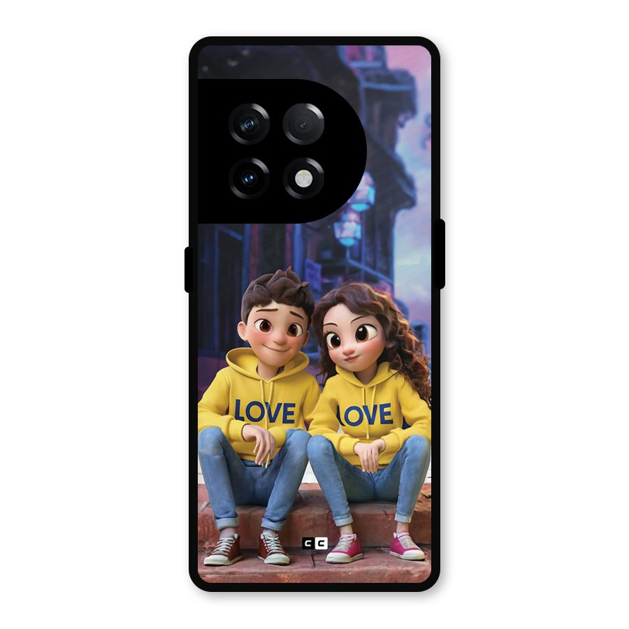 Cute Couple Sitting Metal Back Case for OnePlus 11R