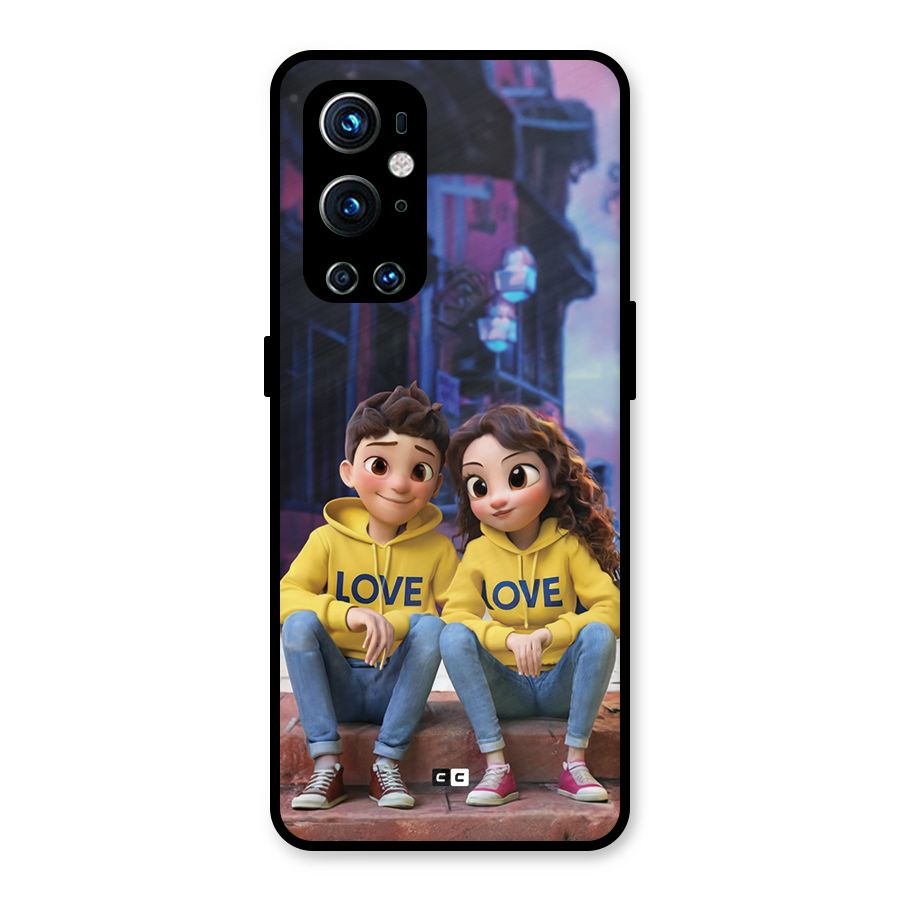 Cute Couple Sitting Metal Back Case for OnePlus 9 Pro