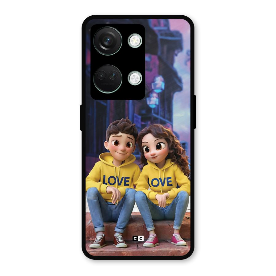Cute Couple Sitting Metal Back Case for OnePlus Nord 3