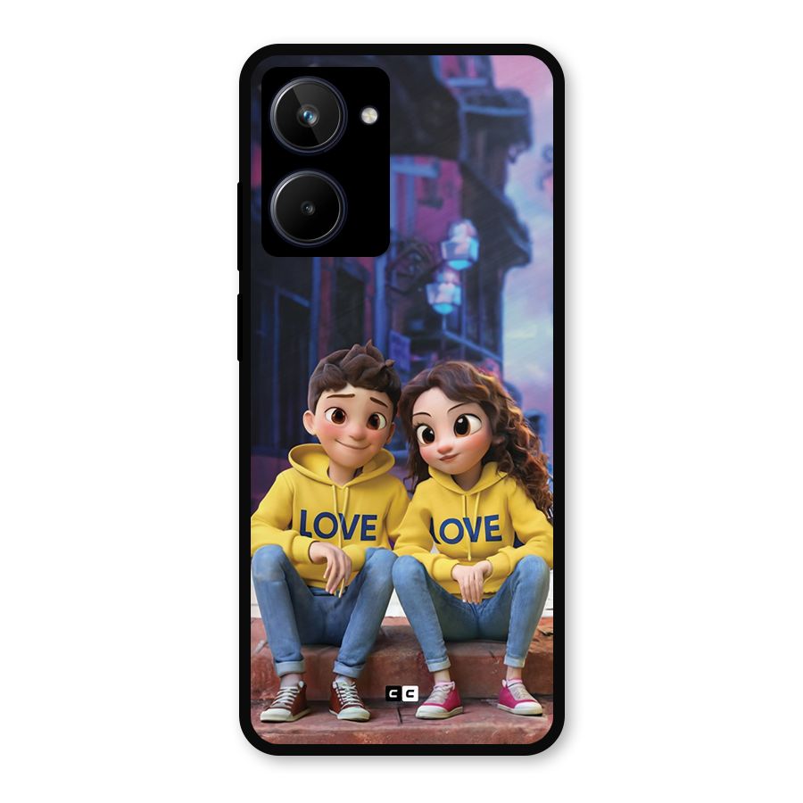 Cute Couple Sitting Metal Back Case for Realme 10