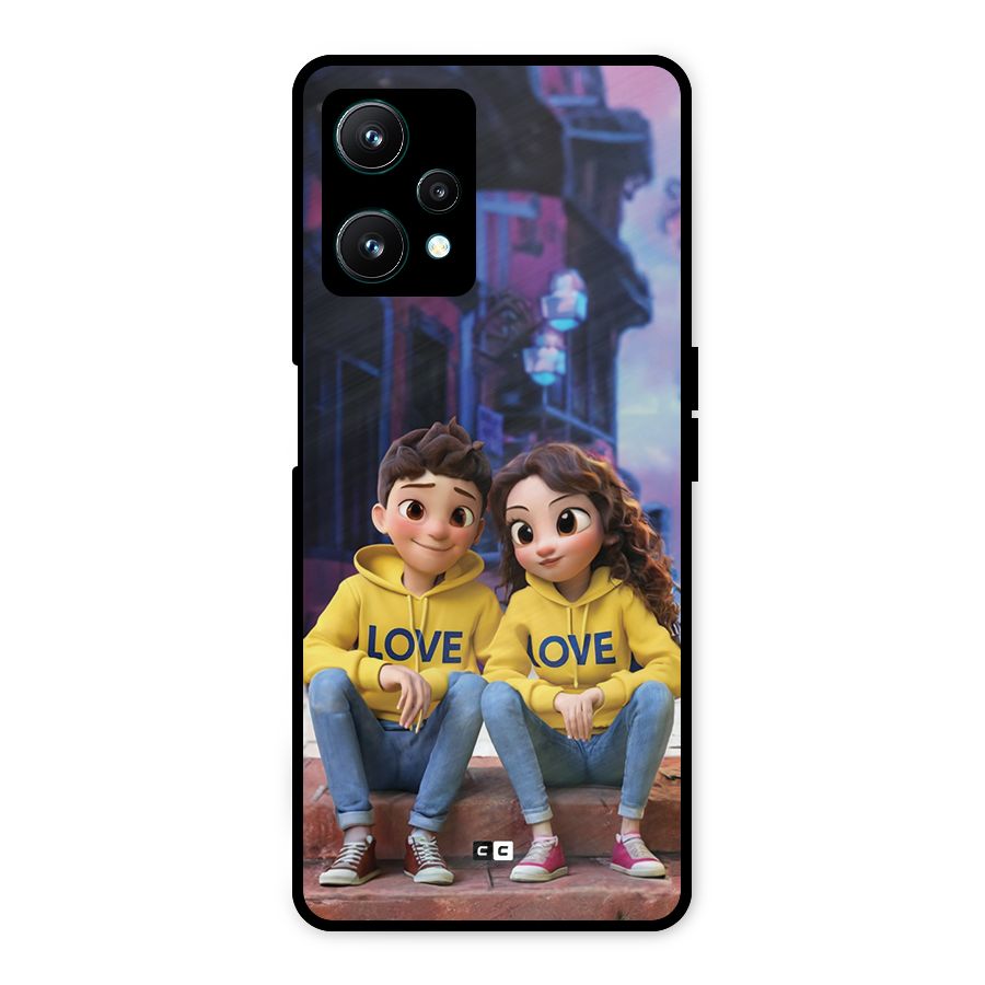 Cute Couple Sitting Metal Back Case for Realme 9 Pro 5G