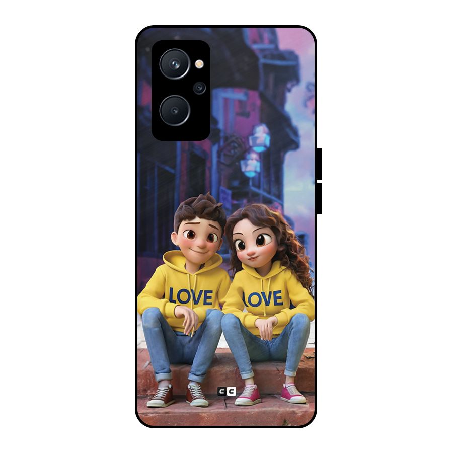 Cute Couple Sitting Metal Back Case for Realme 9i 5G