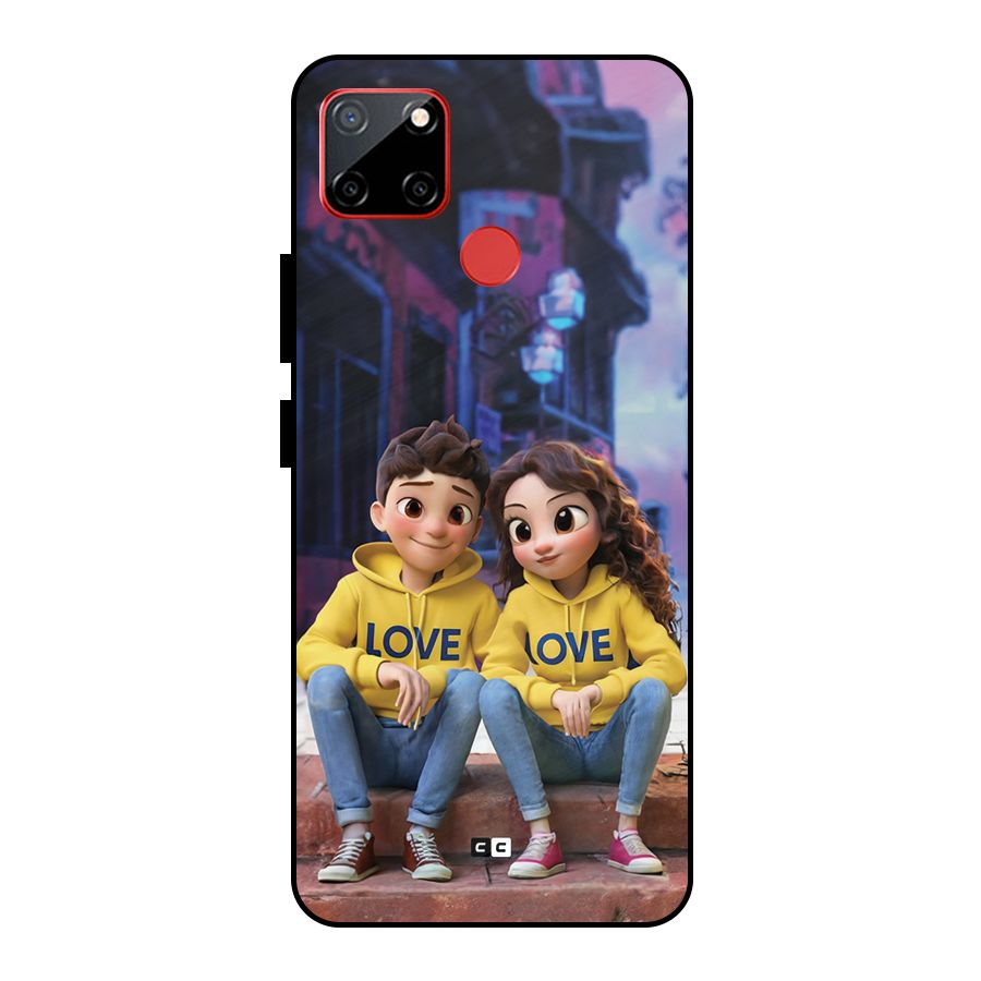 Cute Couple Sitting Metal Back Case for Realme C12
