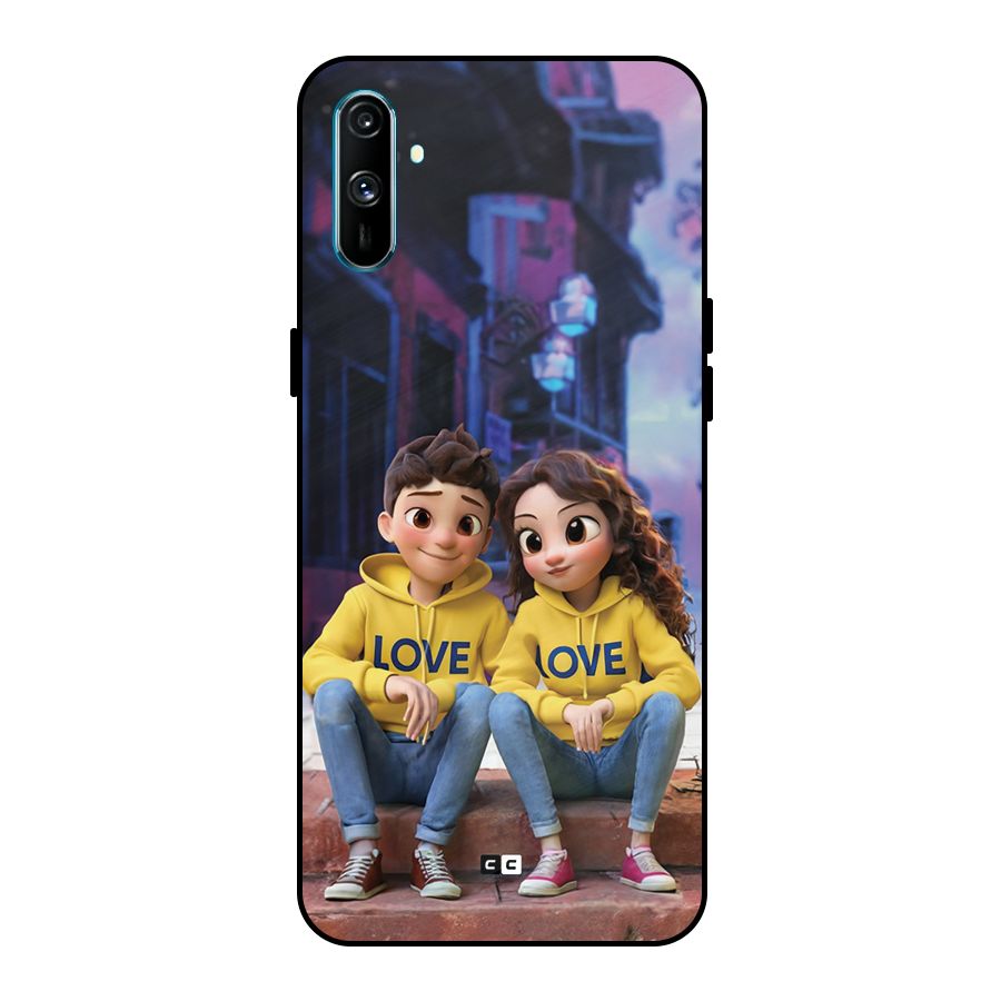 Cute Couple Sitting Metal Back Case for Realme C3