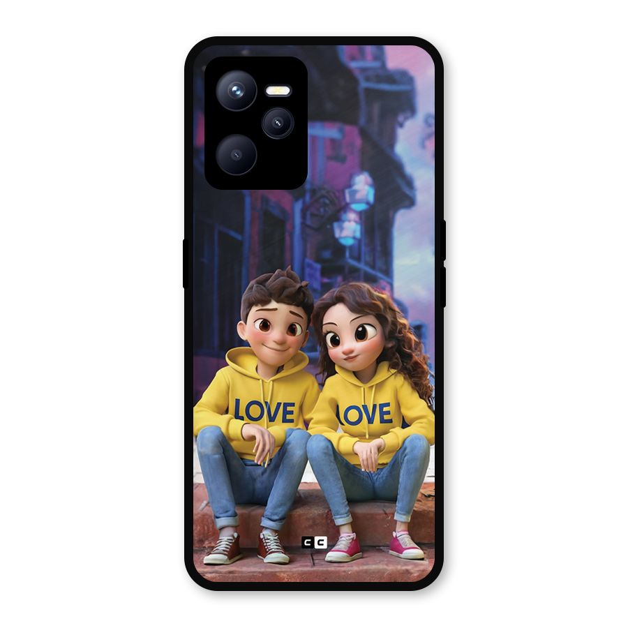 Cute Couple Sitting Metal Back Case for Realme C35