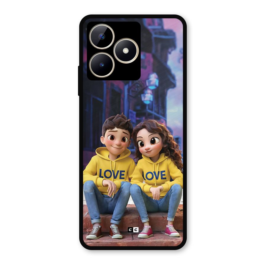 Cute Couple Sitting Metal Back Case for Realme C53