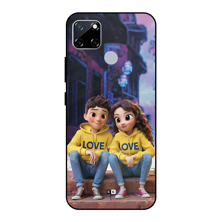 Cute Couple Sitting Metal Back Case for Realme Narzo 30A