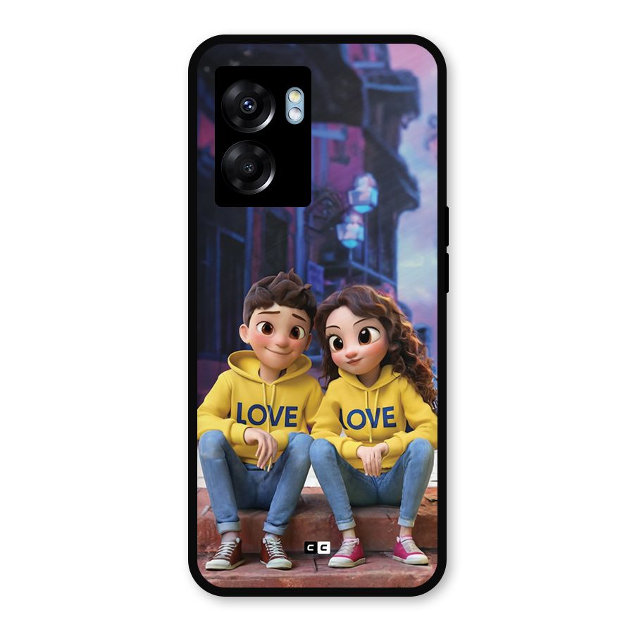 Cute Couple Sitting Metal Back Case for Realme Narzo 50 5G