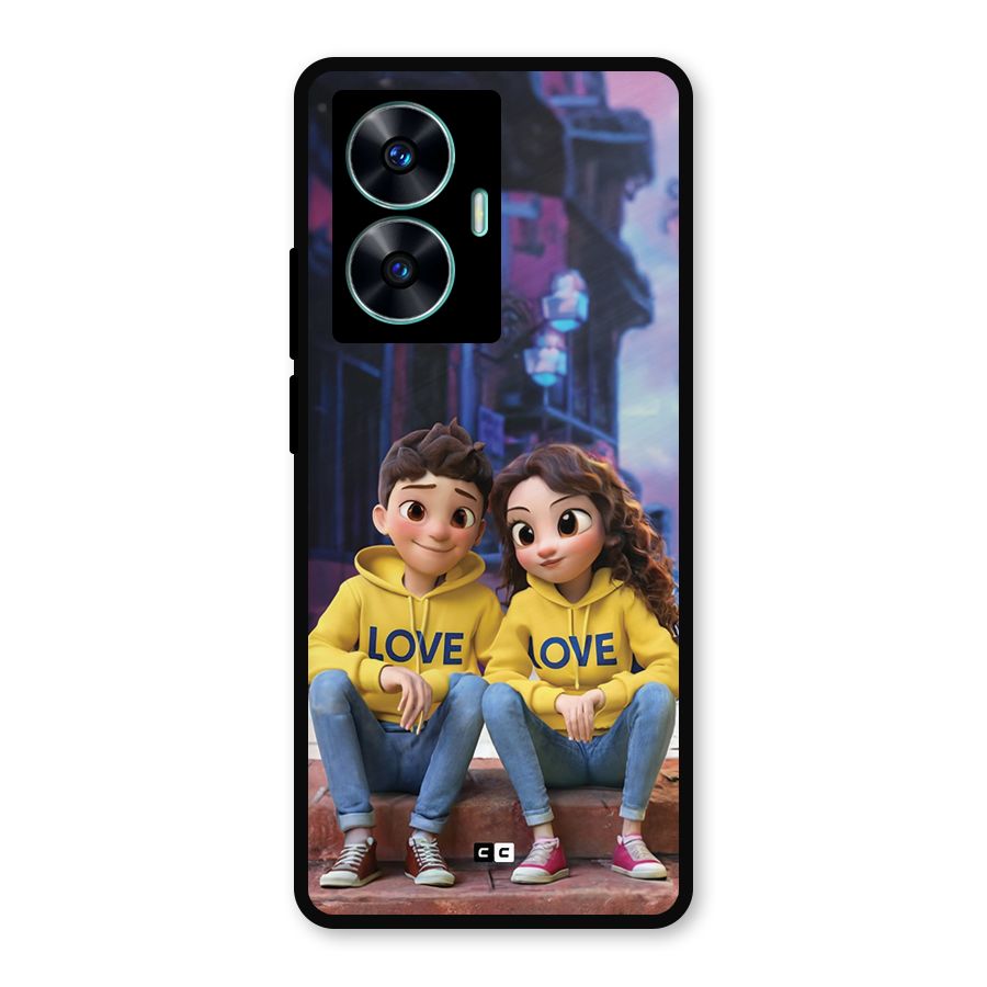 Cute Couple Sitting Metal Back Case for Realme Narzo N55