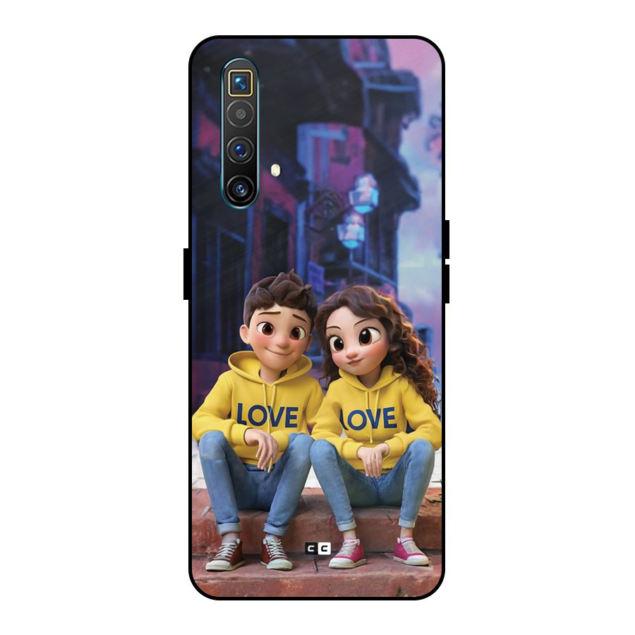 Cute Couple Sitting Metal Back Case for Realme X3