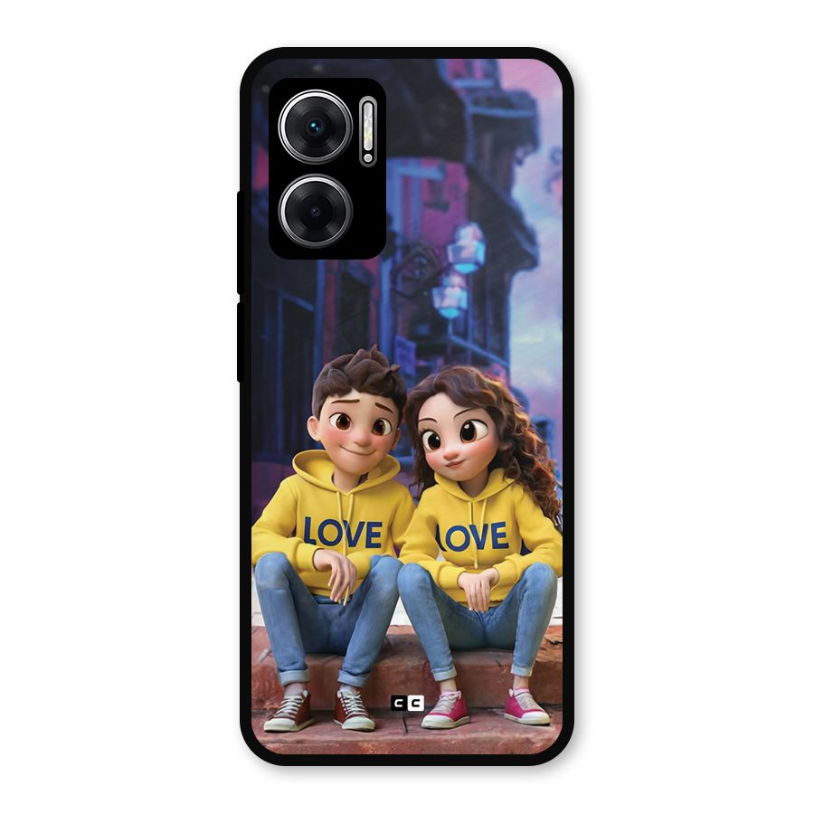 Cute Couple Sitting Metal Back Case for Redmi 11 Prime 5G