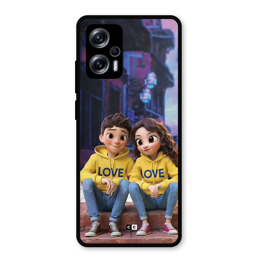 Cute Couple Sitting Metal Back Case for Redmi K50i