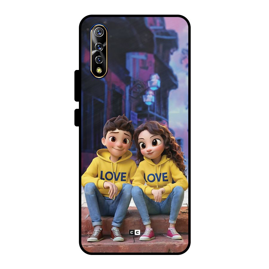 Cute Couple Sitting Metal Back Case for Vivo S1