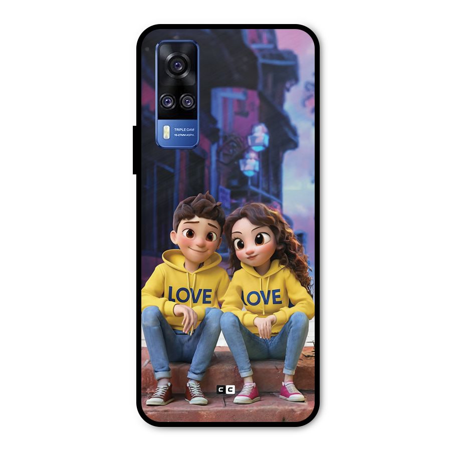 Cute Couple Sitting Metal Back Case for Vivo Y51A