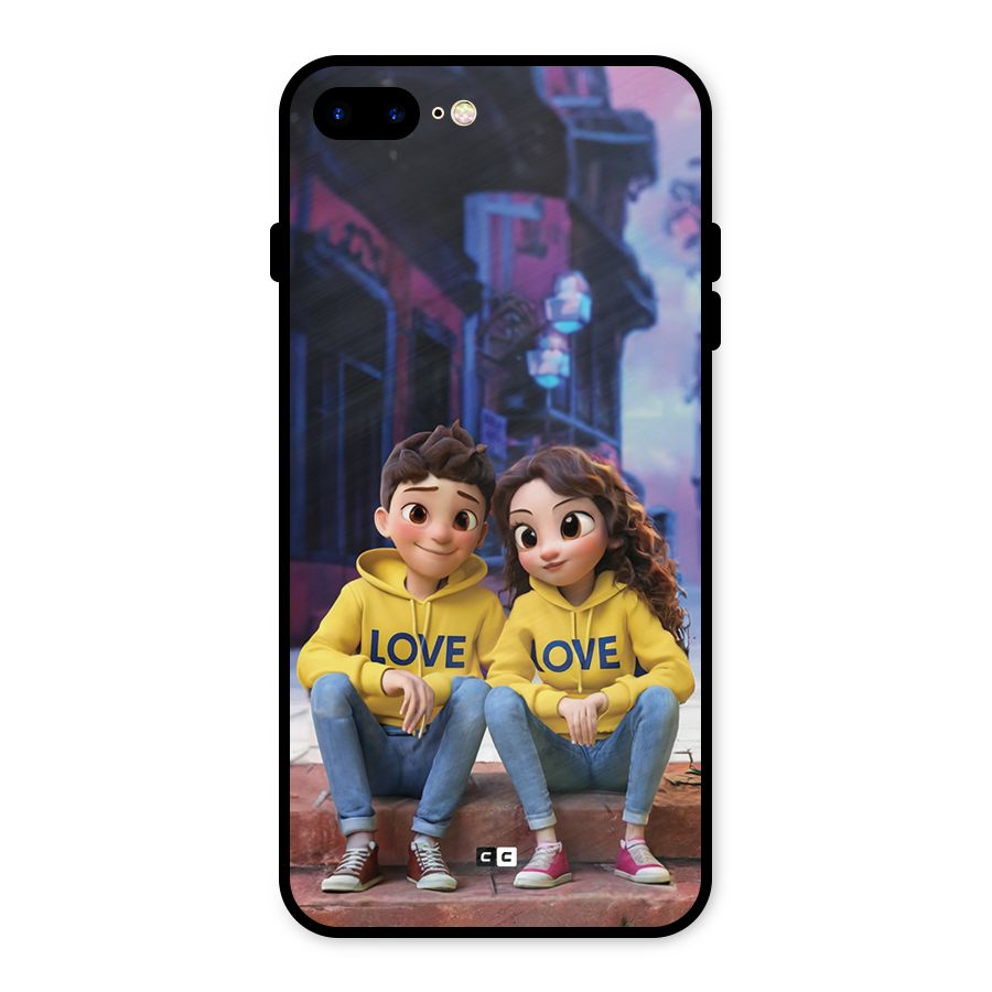 Cute Couple Sitting Metal Back Case for iPhone 7 Plus