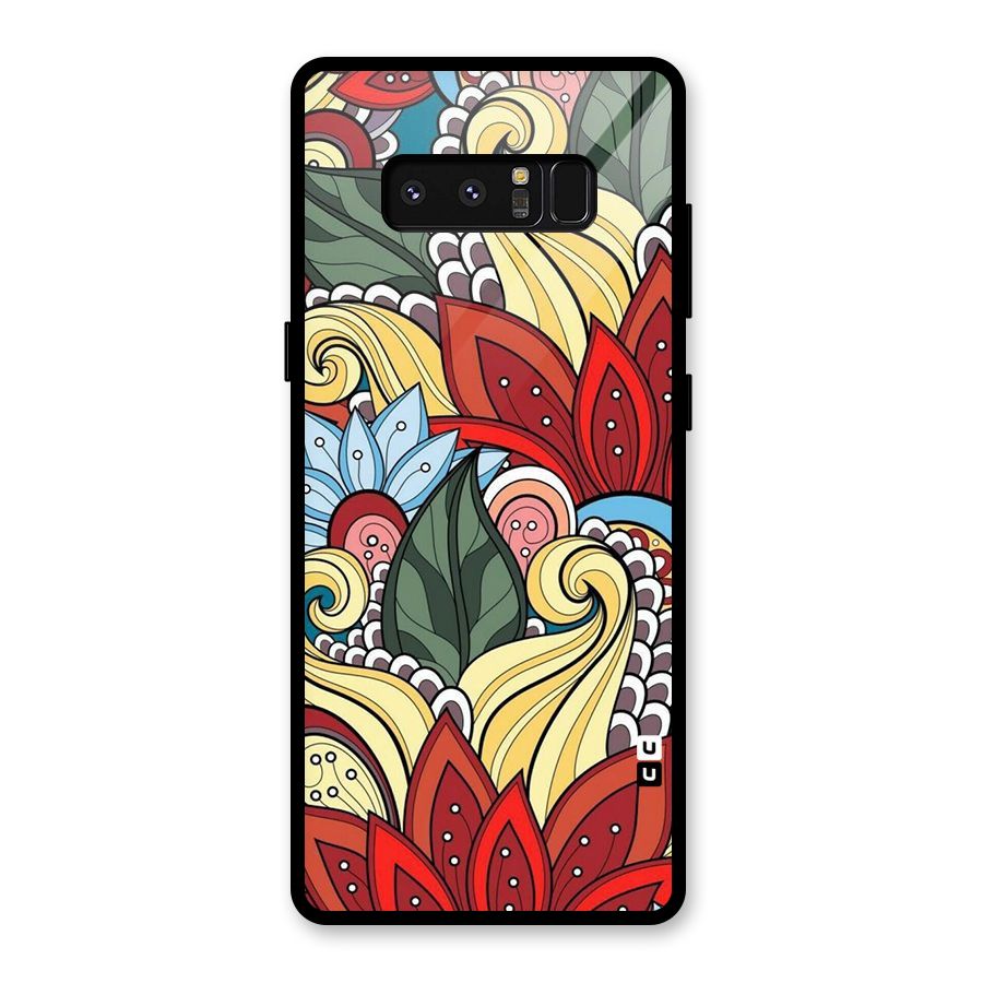 Cute Doodle Glass Back Case for Galaxy Note 8