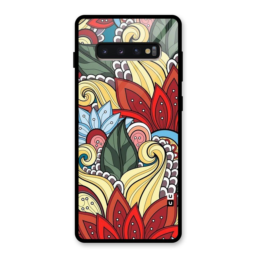 Cute Doodle Glass Back Case for Galaxy S10 Plus