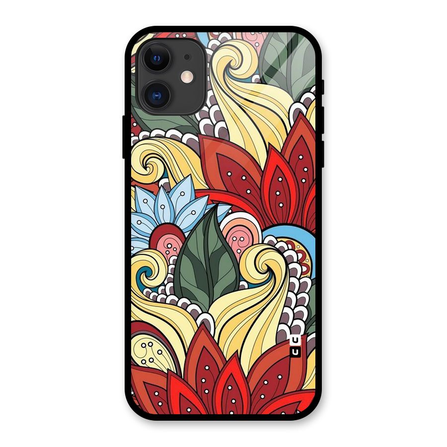 Cute Doodle Glass Back Case for iPhone 11