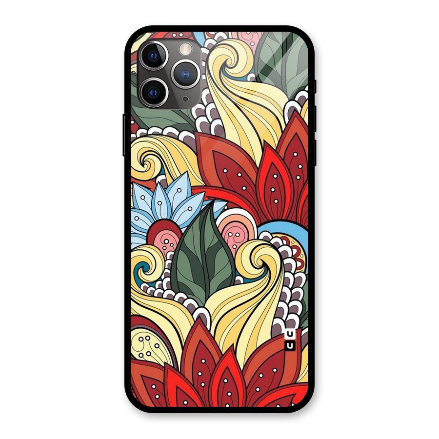 Cute Doodle Glass Back Case for iPhone 11 Pro Max
