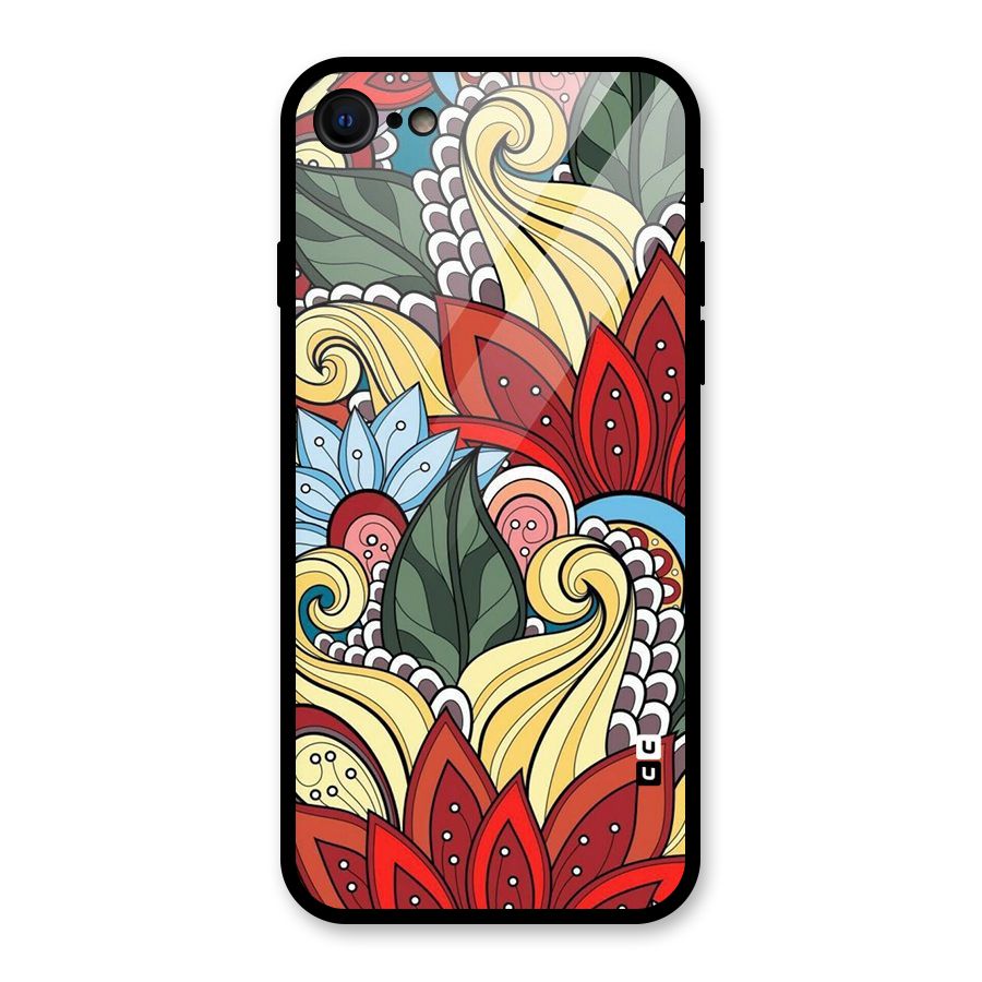 Cute Doodle Glass Back Case for iPhone 7