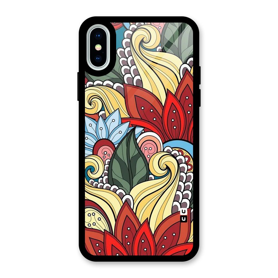 Cute Doodle Glass Back Case for iPhone X
