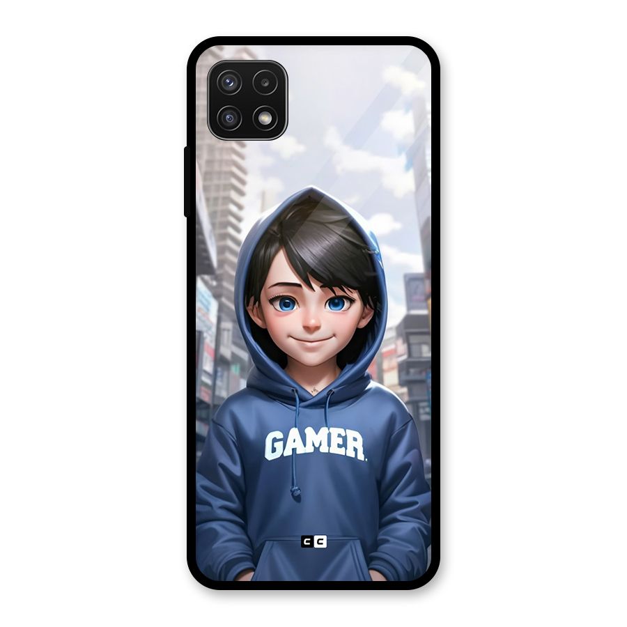 Cute Gamer Glass Back Case for Galaxy A22 5G