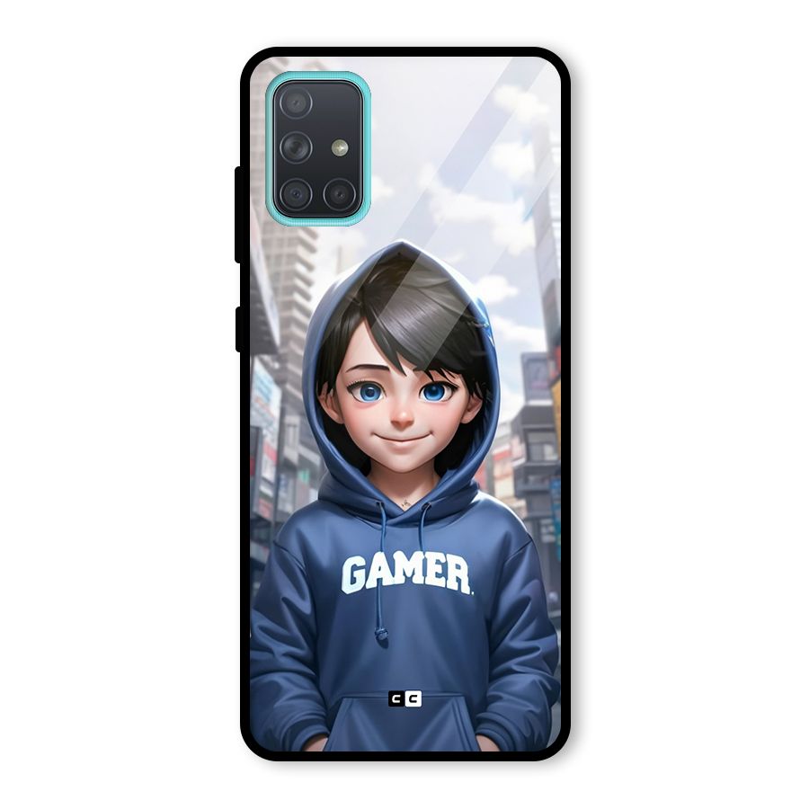 Cute Gamer Glass Back Case for Galaxy A71