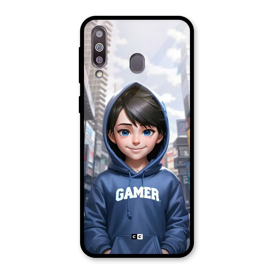Cute Gamer Glass Back Case for Galaxy M30
