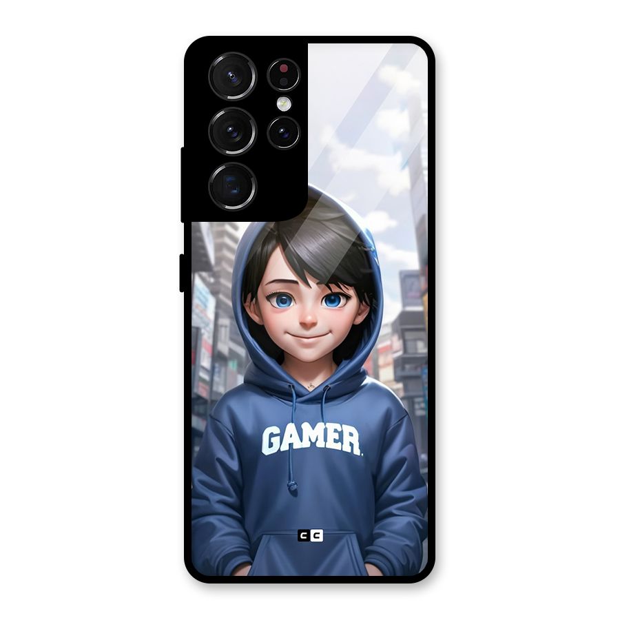 Cute Gamer Glass Back Case for Galaxy S21 Ultra 5G