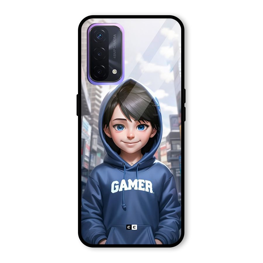 Cute Gamer Glass Back Case for Oppo A74 5G