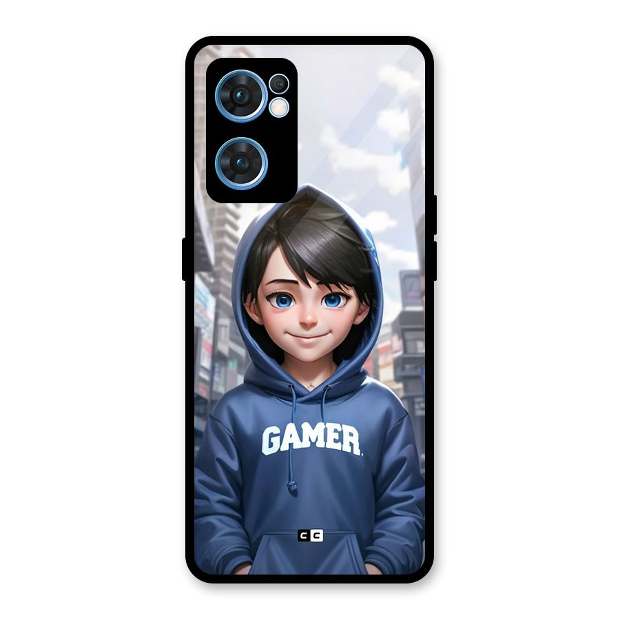 Cute Gamer Glass Back Case for Oppo Reno7 5G