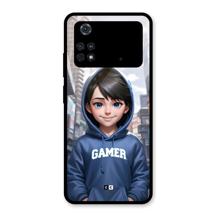 Cute Gamer Glass Back Case for Poco M4 Pro 4G