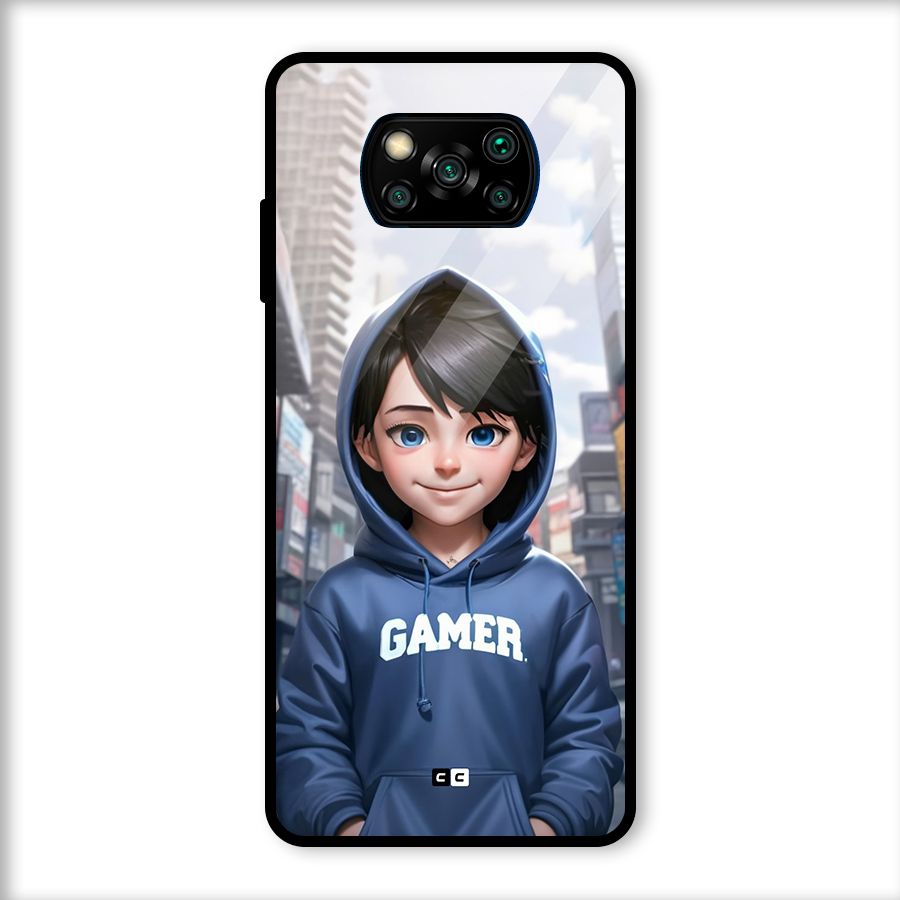 Cute Gamer Glass Back Case for Poco X3
