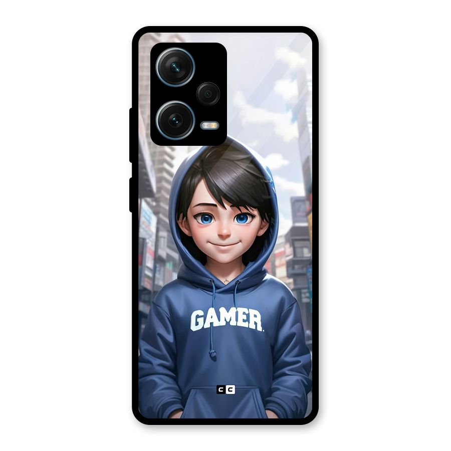 Cute Gamer Glass Back Case for Redmi Note 12 Pro Plus 5G