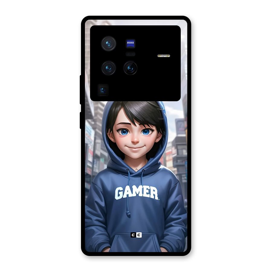 Cute Gamer Glass Back Case for Vivo X80 Pro