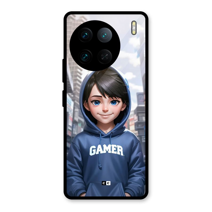 Cute Gamer Glass Back Case for Vivo X90 Pro