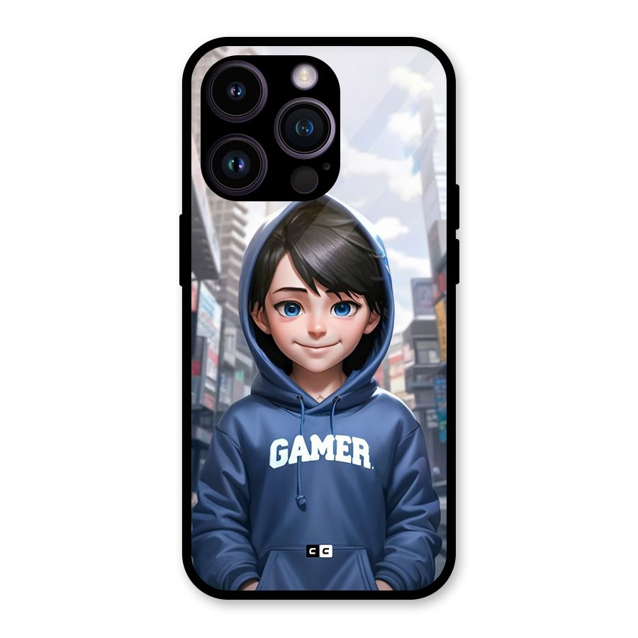 Cute Gamer Glass Back Case for iPhone 14 Pro