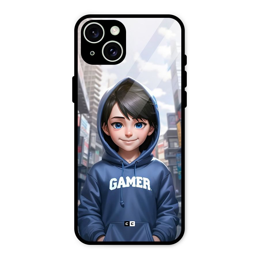 Cute Gamer Glass Back Case for iPhone 15 Plus