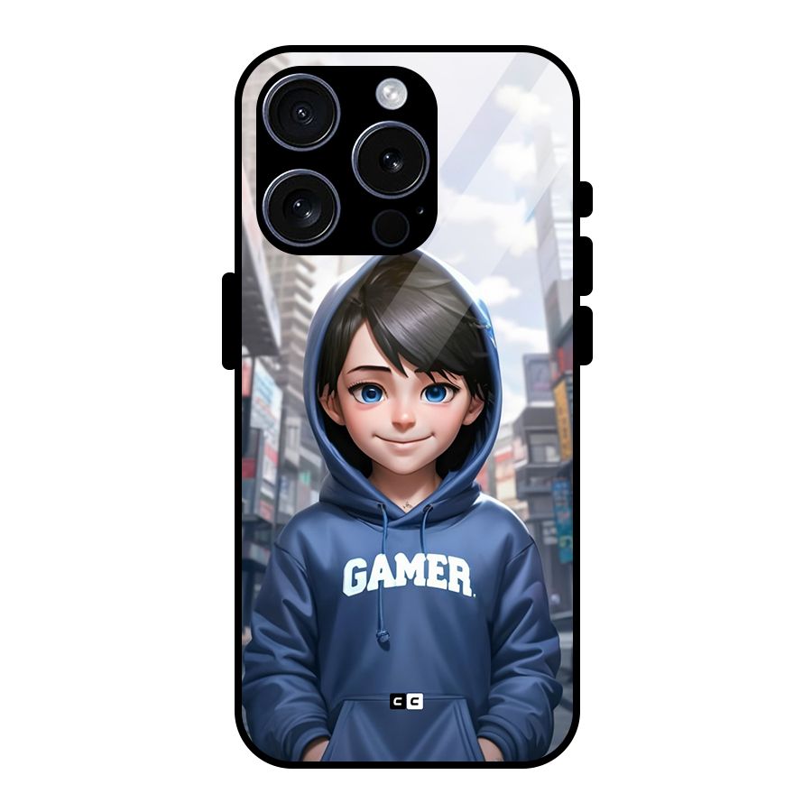 Cute Gamer Glass Back Case for iPhone 15 Pro