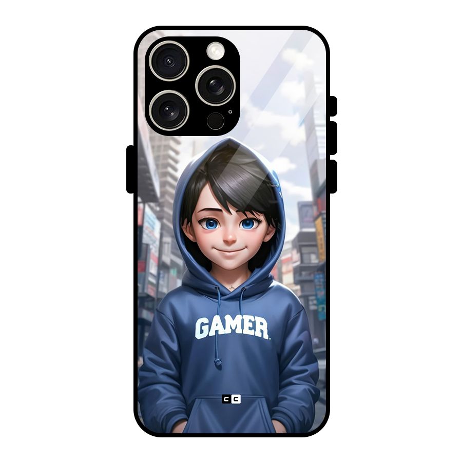 Cute Gamer Glass Back Case for iPhone 15 Pro Max